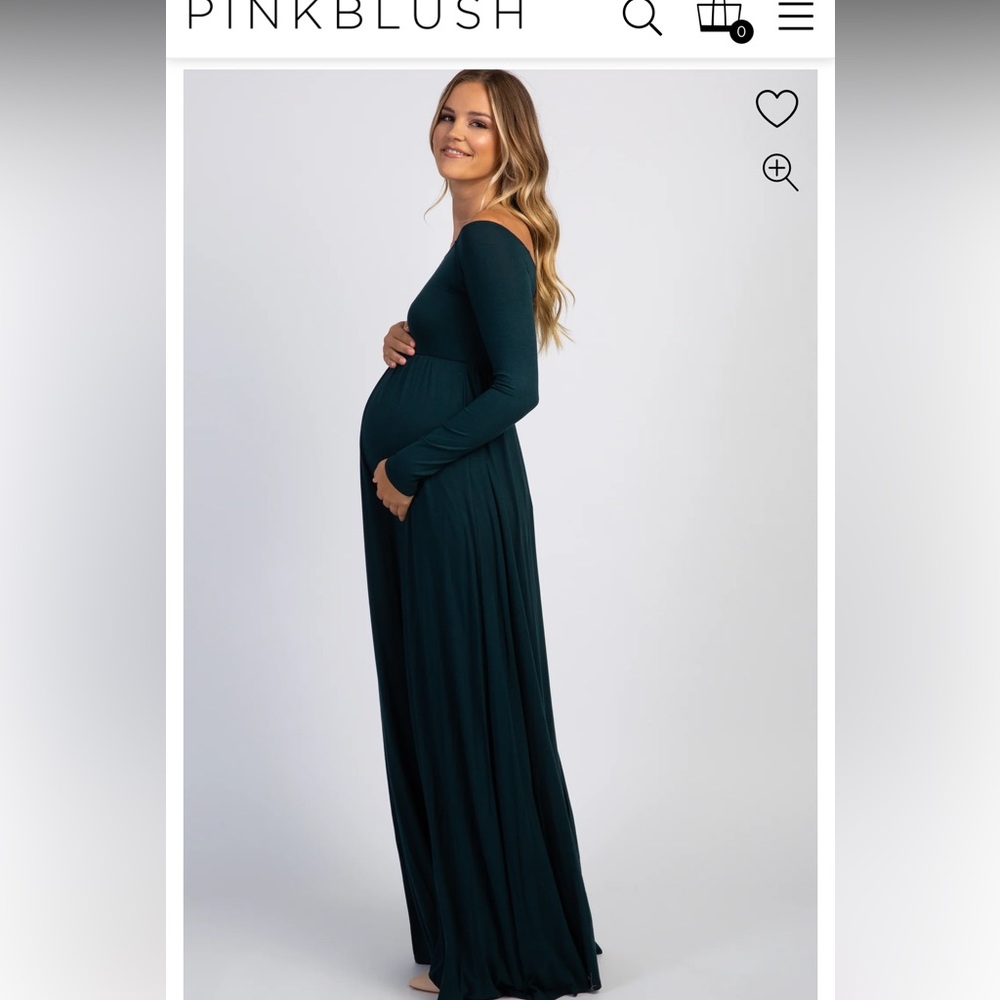 Pink Blush off the shoulder maxi maternity dress-Blue